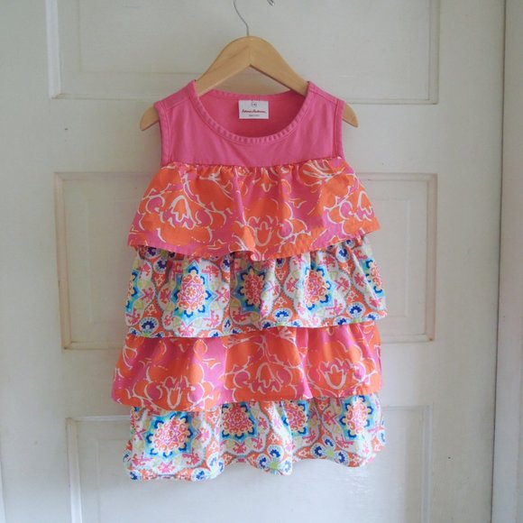 Hanna Andersson Other - Hanna Andersson Pink & Orange Print Tiered Ruffled Tank Top 130 (8)